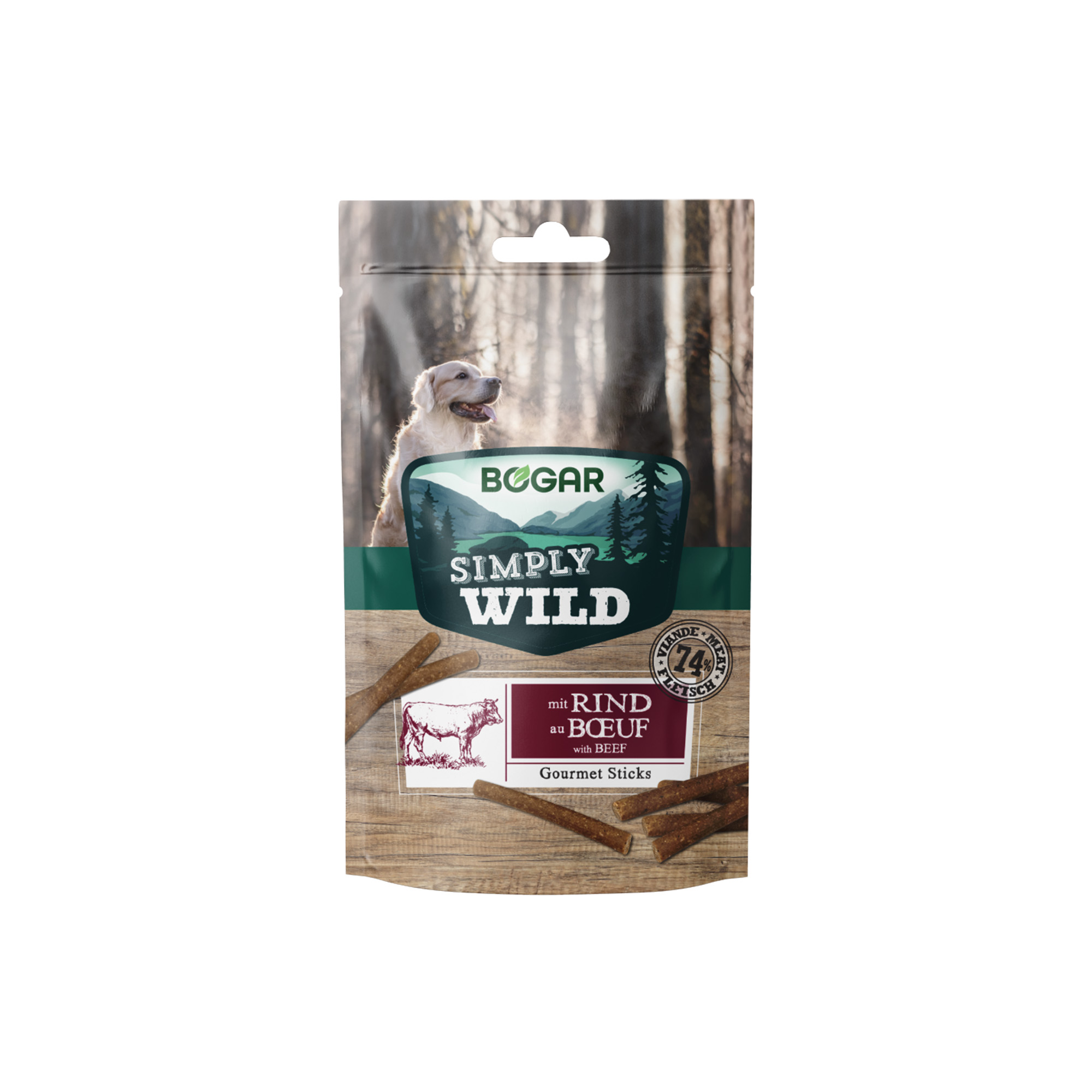Simply Wild Sticks Beef Dog Bogar