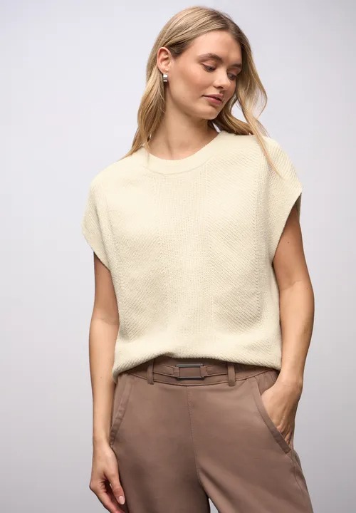 LTD QR Chenille Sleeveless Sweater - Soft Beige - Street One
