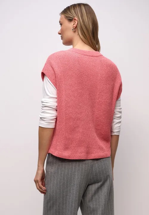 LTD QR Chenille Sleeveless Sweater - Striking coral - Street One - 3