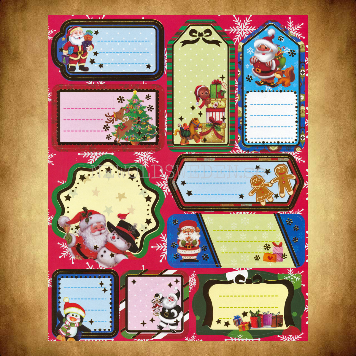 Julklappsetiketter 10 stycken - LO - 3