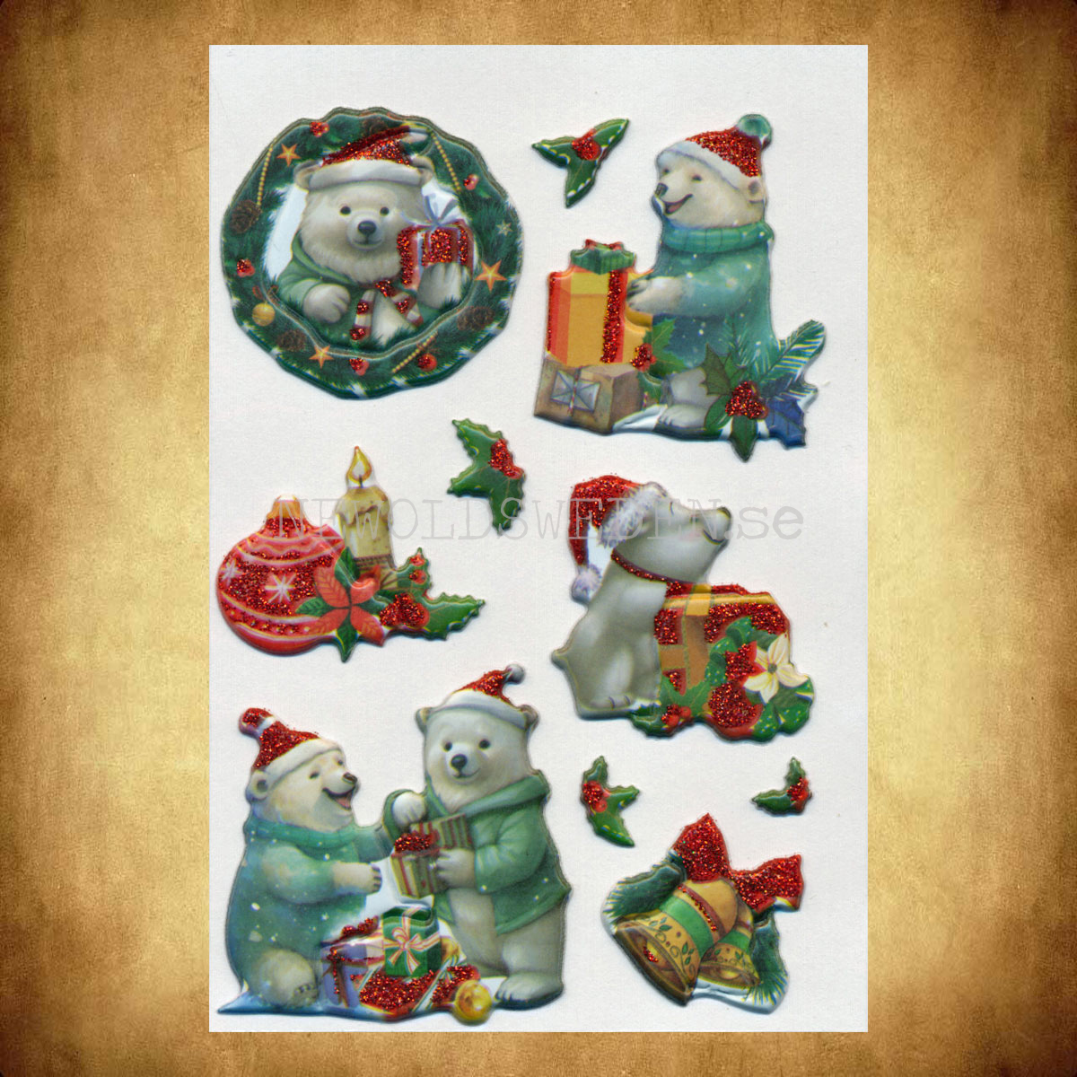 Julstickers 3D - 10 stycken  Självhäftande gummi - LO - 3