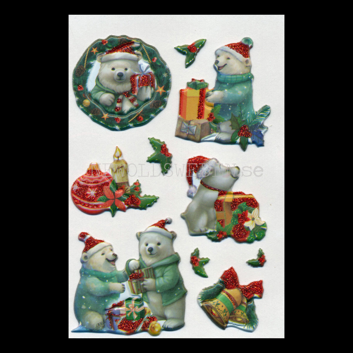 Julstickers 3D - 10 stycken  Självhäftande gummi - LO - 2