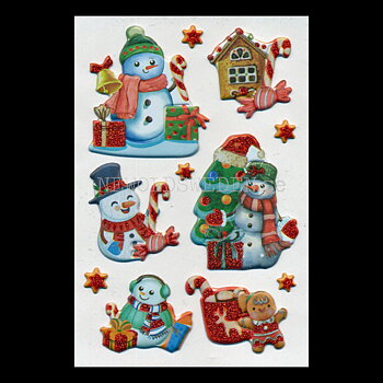 Julstickers  3D - 11 stycken  Självhäftande gummi - LO