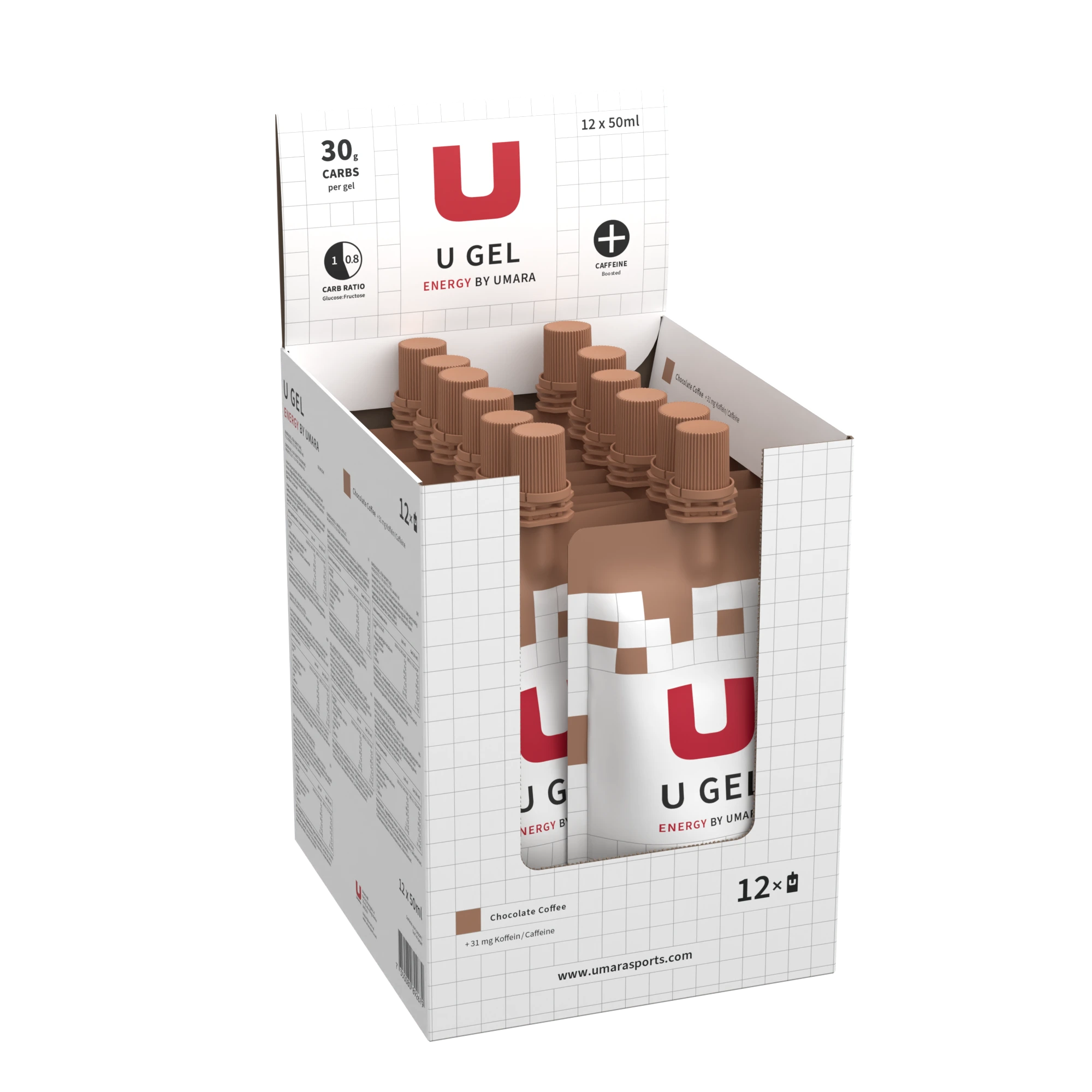 Umara U Gel 1:0,8  Suklaa  & Kahvi 50 ml  - 30 hiilihydraattia  - Kierrekorkki - 2