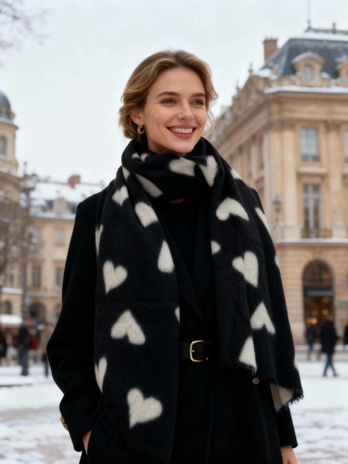 Scarf black/hearts