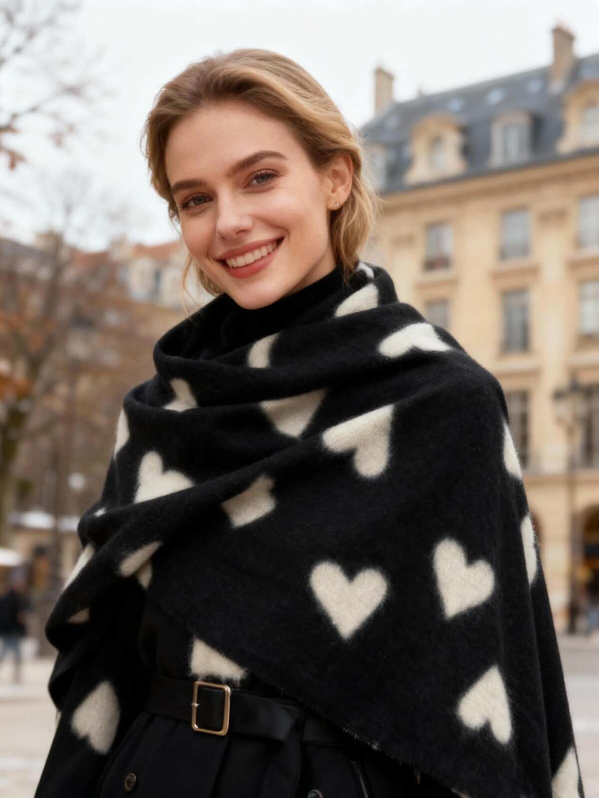 Scarf black/hearts - 2