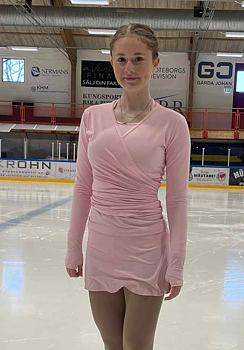 Rak kjol i ljusrosa i mikrofiber