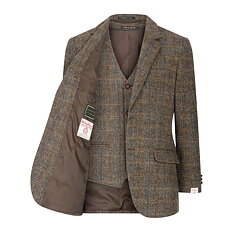 Harris Tweed -  - Overcheck Country Blazer med Väst