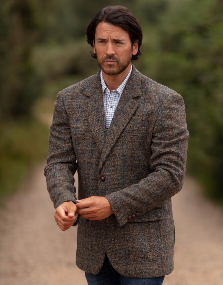 Harris Tweed -  - Overcheck Country Blazer med Väst - 3