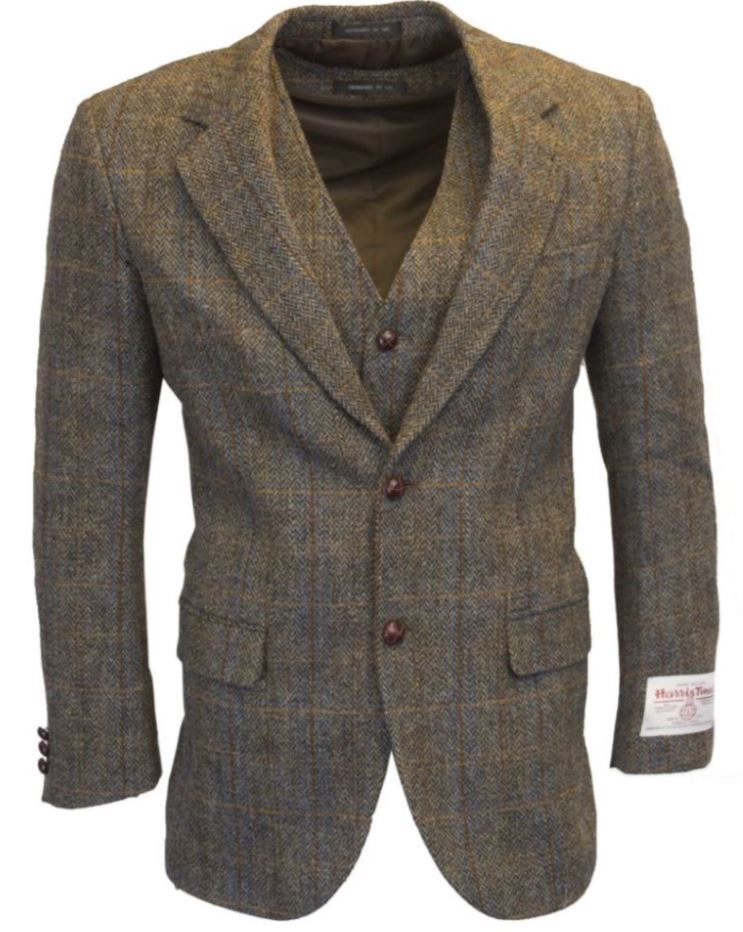 Harris Tweed -  - Overcheck Country Blazer med Väst - 2