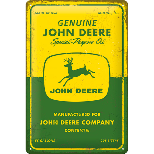 John Deere plåtskylt retro "Genuine Purpose Oil"