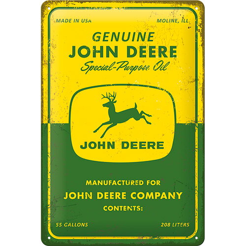 John Deere plåtskylt retro "Genuine Purpose Oil"