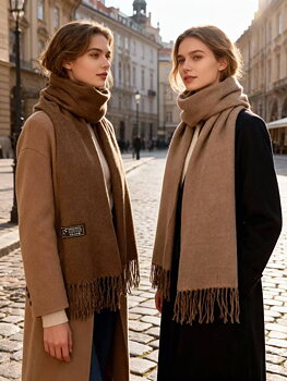 Scarf reversible caramel/camel