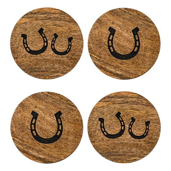 Coasters Horseshoes Mango Wood 4-pack