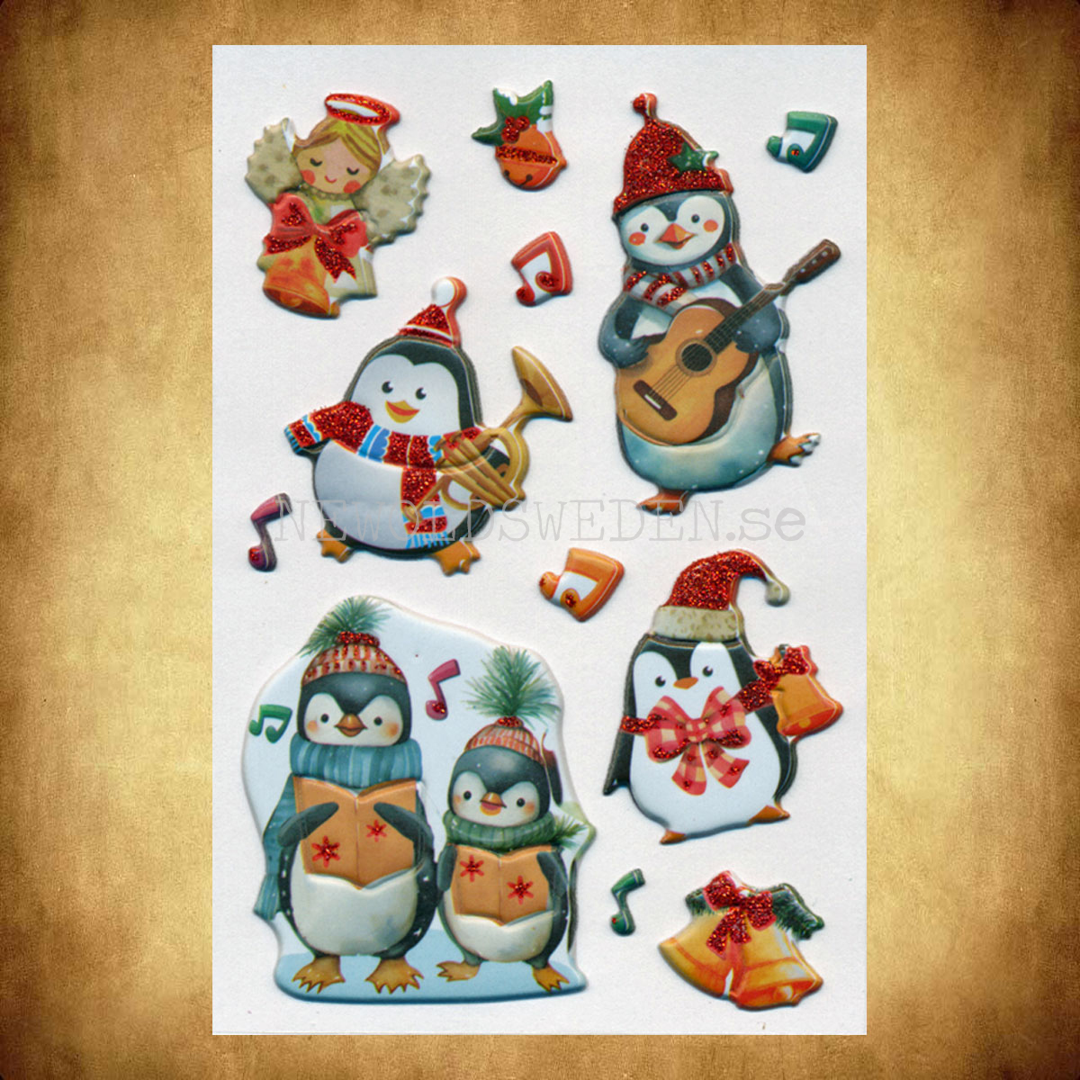 Julstickers 3D - 12 stycken  Självhäftande gummi - LO - 3
