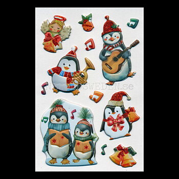 Julstickers  3D - 12 stycken  Självhäftande gummi - LO