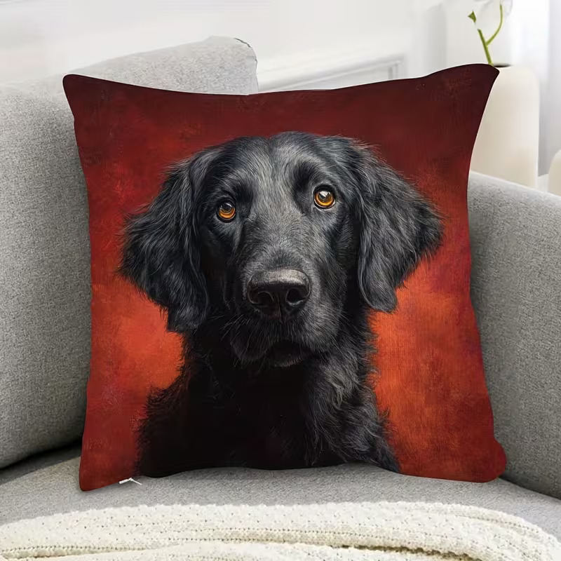 Kuddöverdrag Flatcoated Retriever, röd 45x45cm