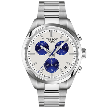 T150.417.11.011.00 Tissot PR 100 Chronograph vit och blå 40