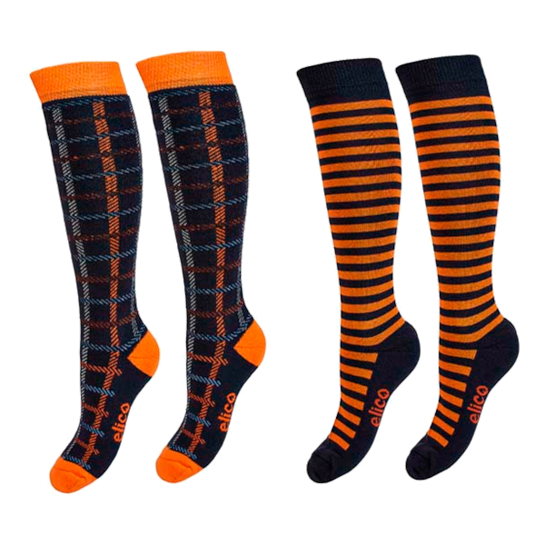 Riding Socks Elico Siena Black/Orange 2-pack 