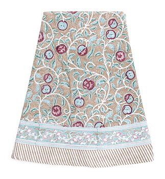 Chamois Round Tablecloth Apple Beige