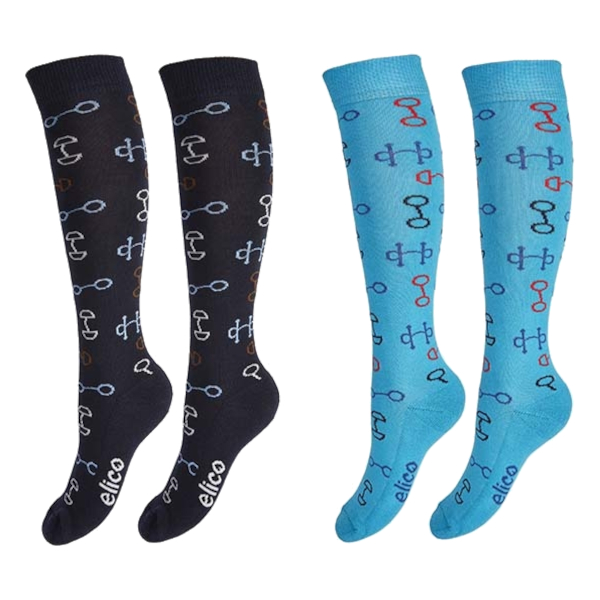 Riding Socks Elico Verona Navy/Aqua 2-pack 