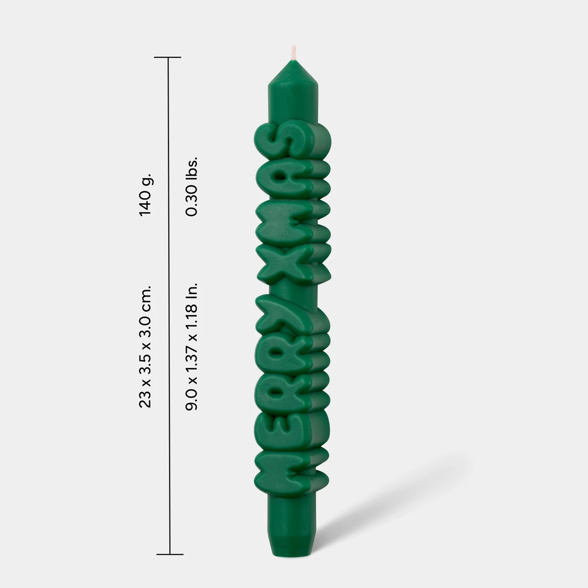 Taper Candle Merry Xmas Green - 3