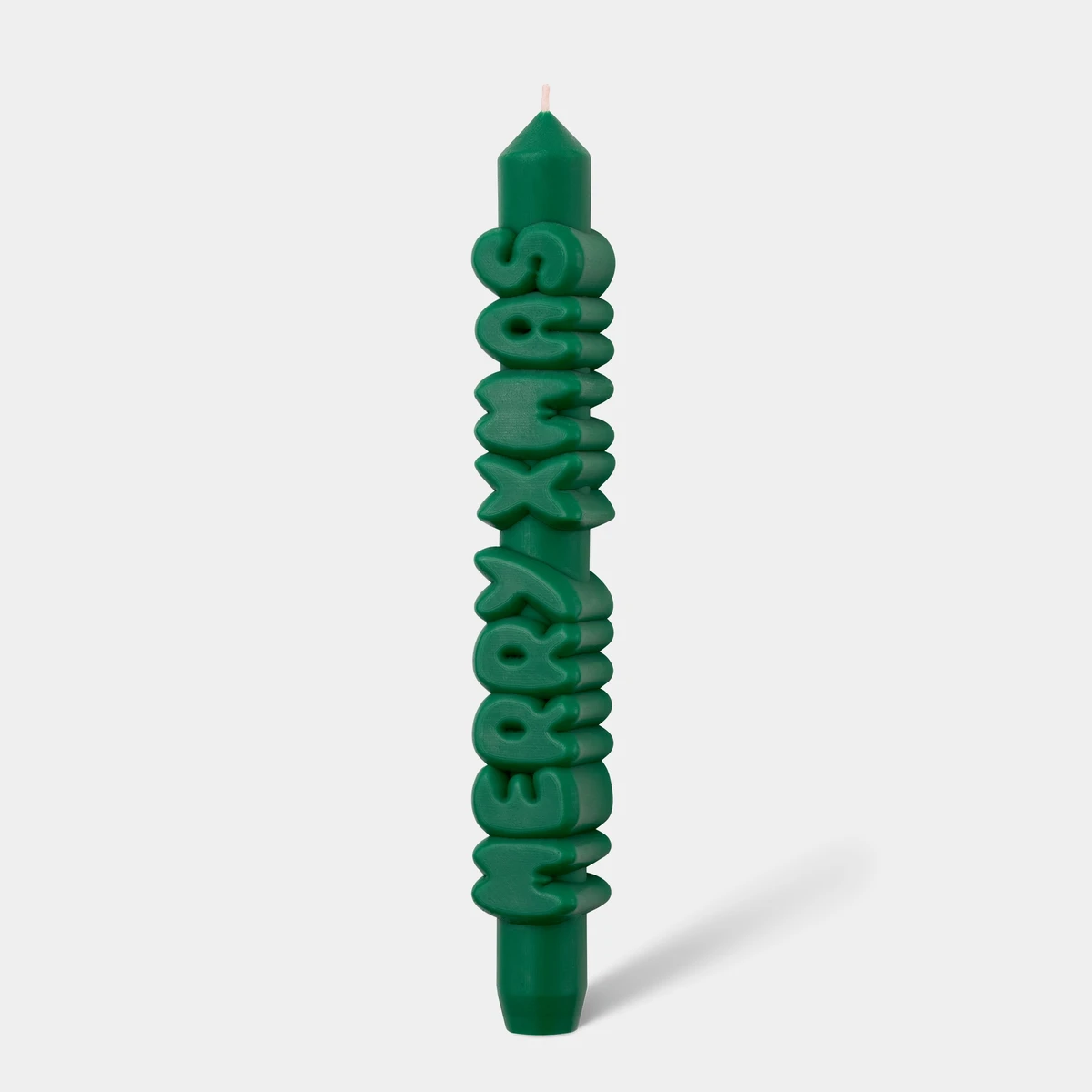 Taper Candle Merry Xmas Green