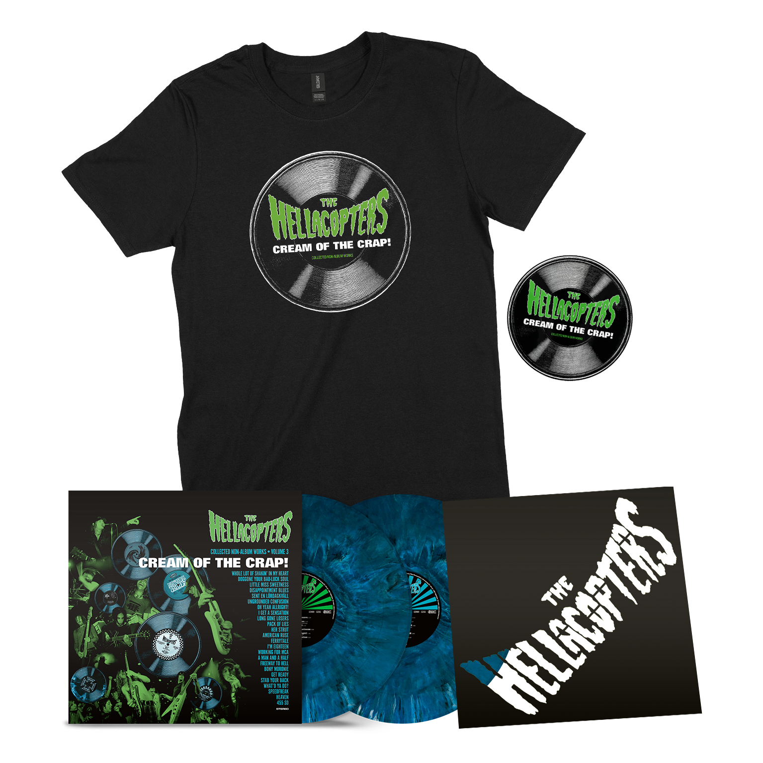 THE HELLACOPTERS - CREAM OF THE CRAP! VOL. 3 (BLUE MARBLE VINYL 2LP) - BUNDLE! - 2