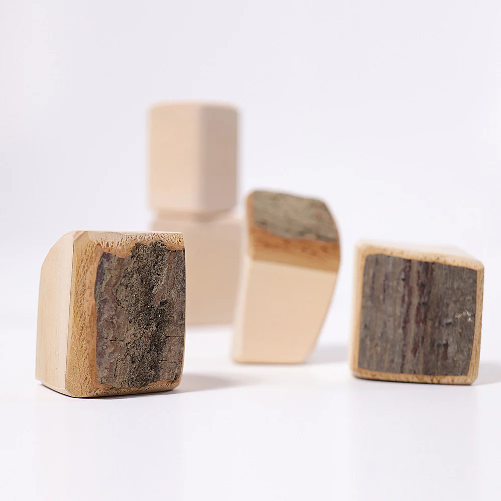 Klossar natur med bark - 3