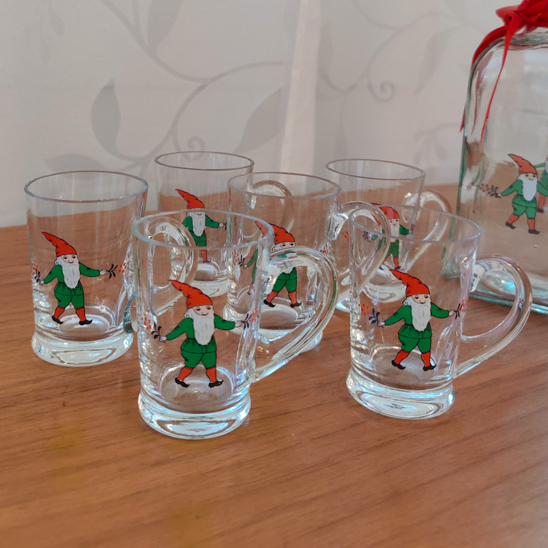 Karaff  & Glas med tomtedekor - 3