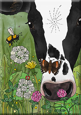 Kylskåpsmagnet - Holstein på bete