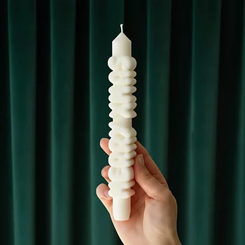 Taper Candle Merry Xmas Vit