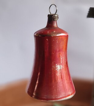 Christmas tree bell glass vintage red