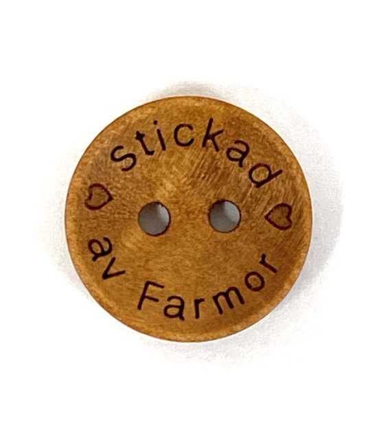 Träknapp Stickad av farmor 18 mm ljusbrun