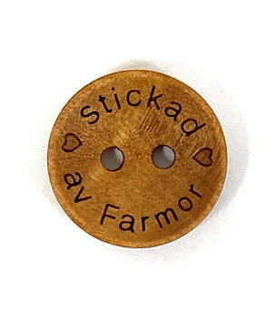 Träknapp Stickad av farmor 18 mm ljusbrun