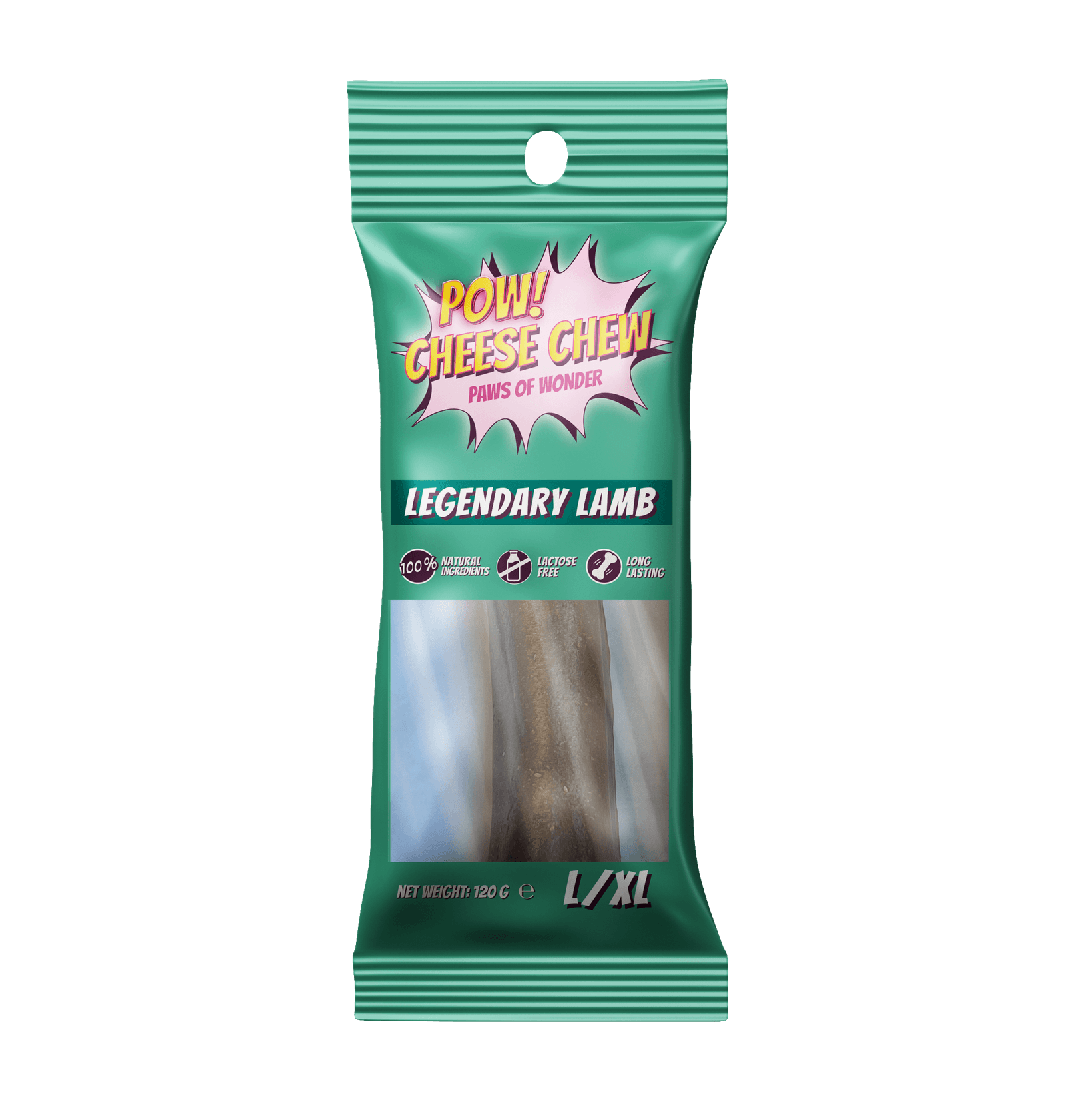 POW Cheese Chew Legendary Lamb  L/XL - Hållbara tuggben av mjölkprotein