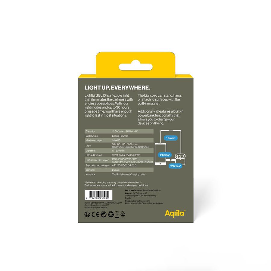 Aqiila Lightbird BL10 - Campinglampa med powerbank - 7