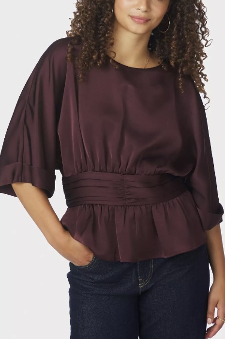 Neo Noir  - Annegret Heavy Sateen Blouse Burgundy - 3