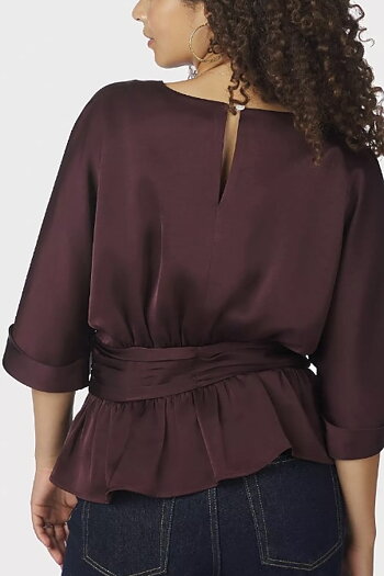 Neo Noir  - Annegret Heavy Sateen Blouse Burgundy