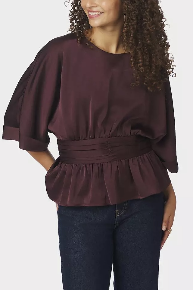 Neo Noir  - Annegret Heavy Sateen Blouse Burgundy