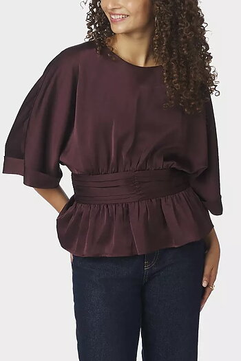 Neo Noir  - Annegret Heavy Sateen Blouse Burgundy