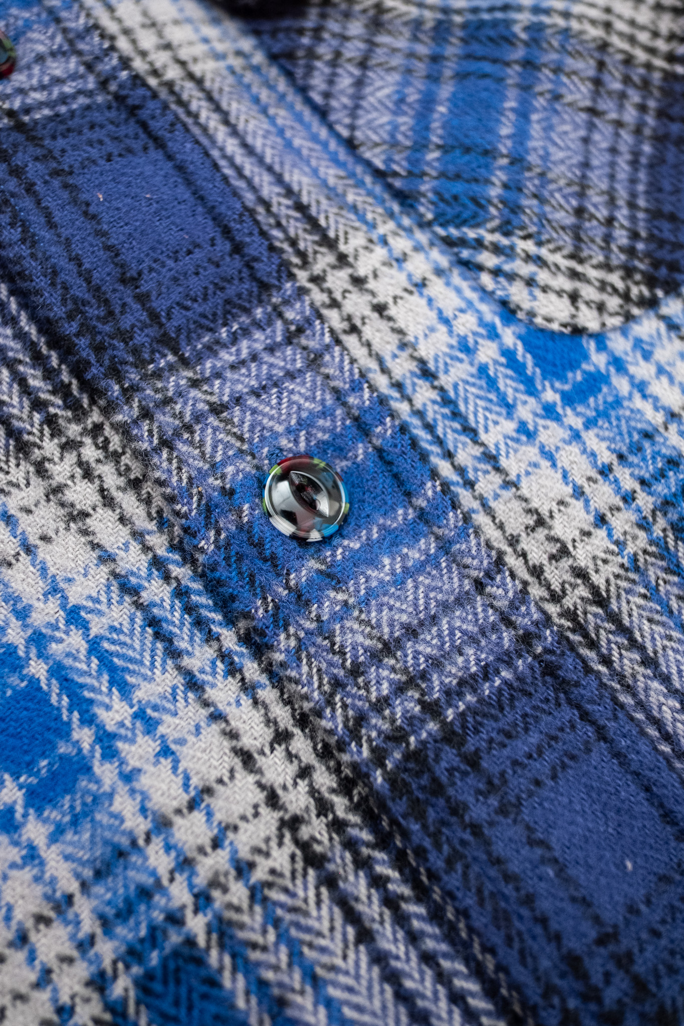 Sugar Cane - FR Herringbone Twill Check Work Shirt Navy - 7