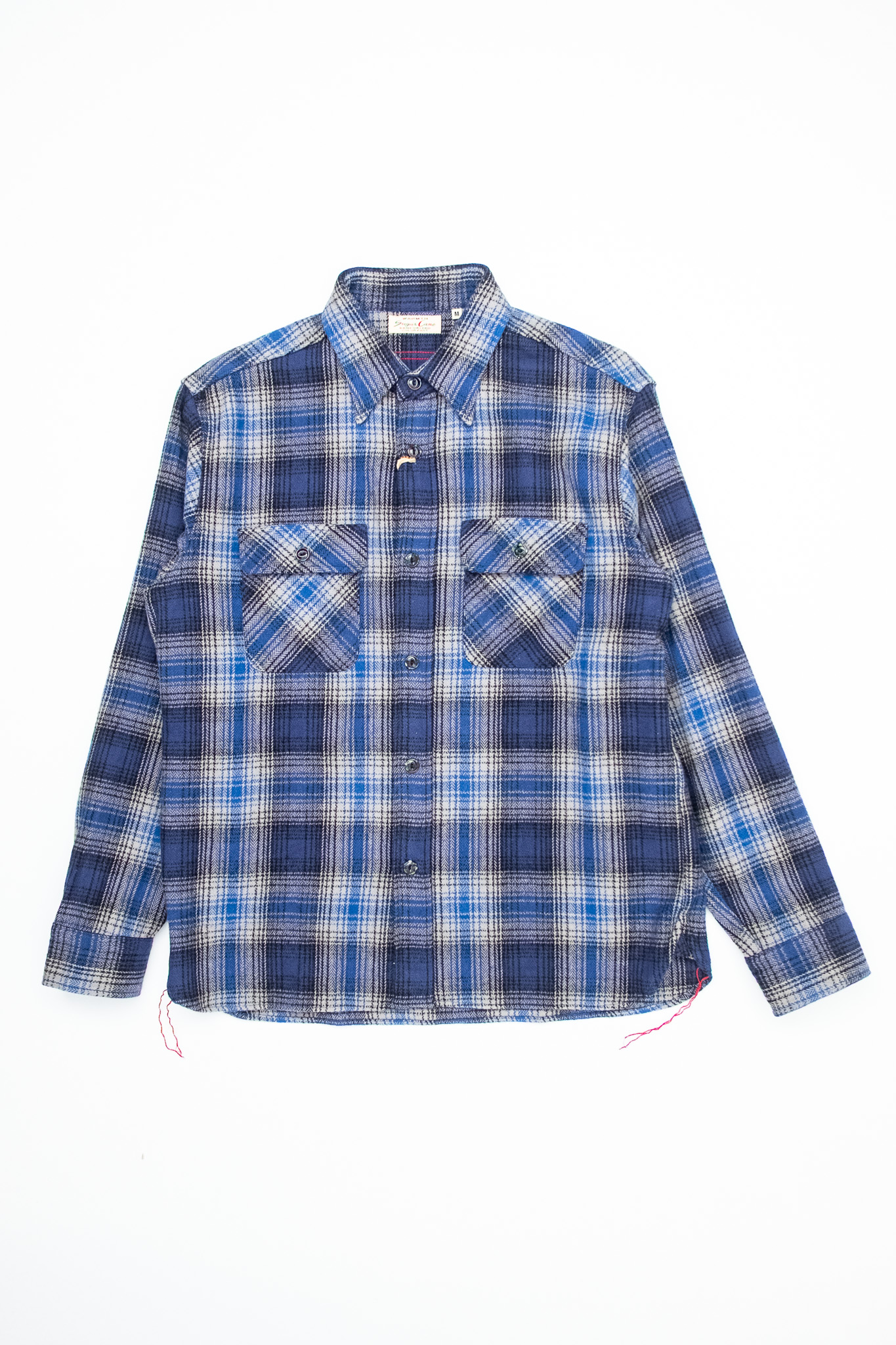 Sugar Cane - FR Herringbone Twill Check Work Shirt Navy - 2