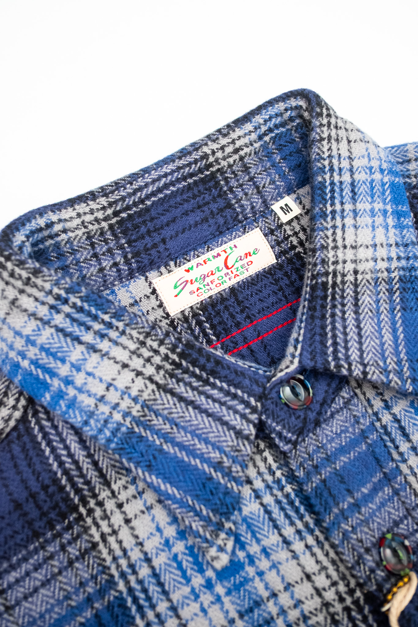Sugar Cane - FR Herringbone Twill Check Work Shirt Navy - 5