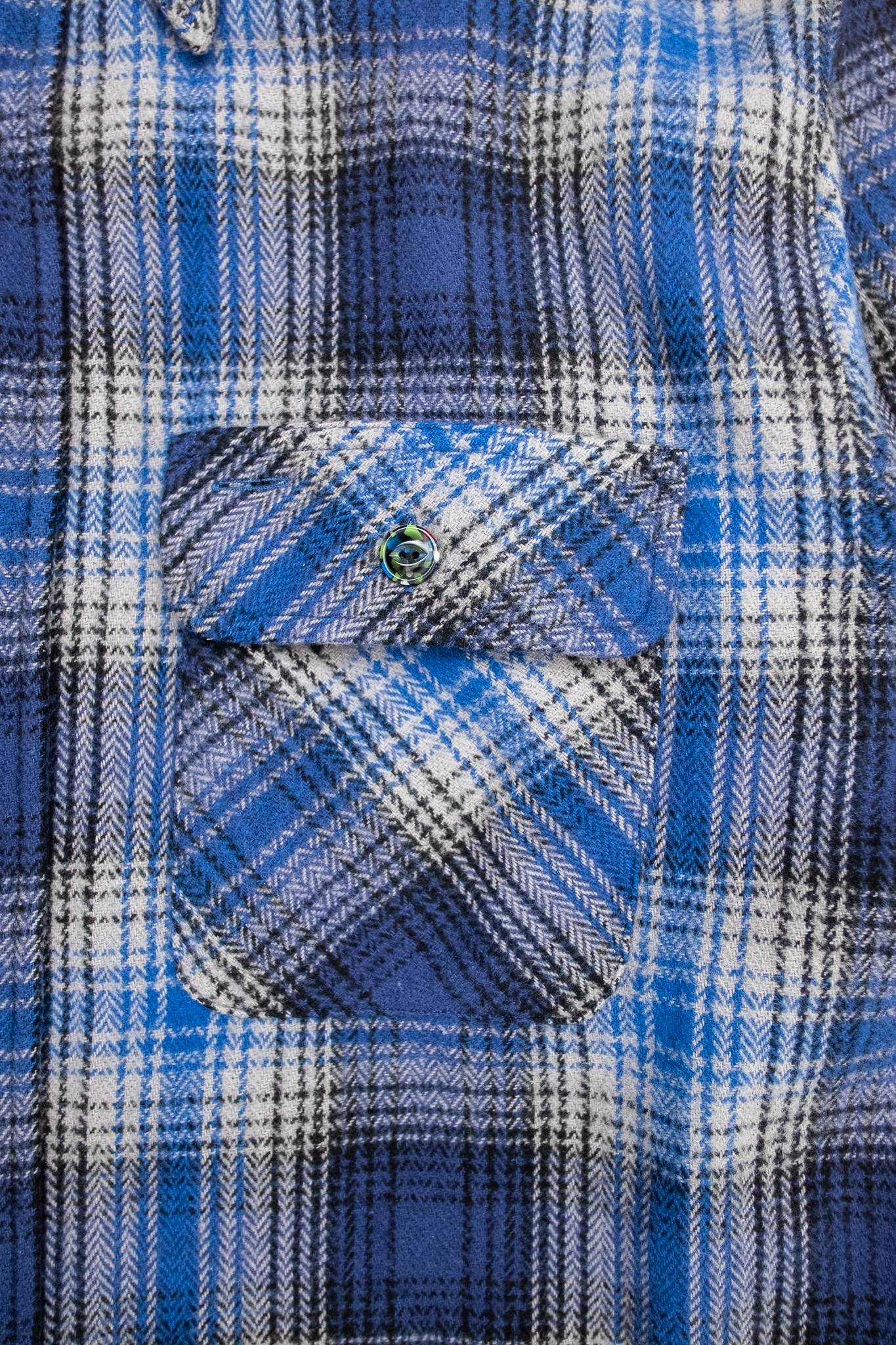 Sugar Cane - FR Herringbone Twill Check Work Shirt Navy - 6