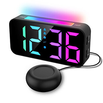 SiGN RGB Digital väckarklocka med vibrator - Svart