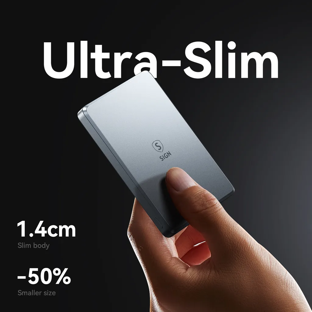 SiGN Ultratunn Magnetisk Powerbank 10000mAh, 20W - Grå - 5