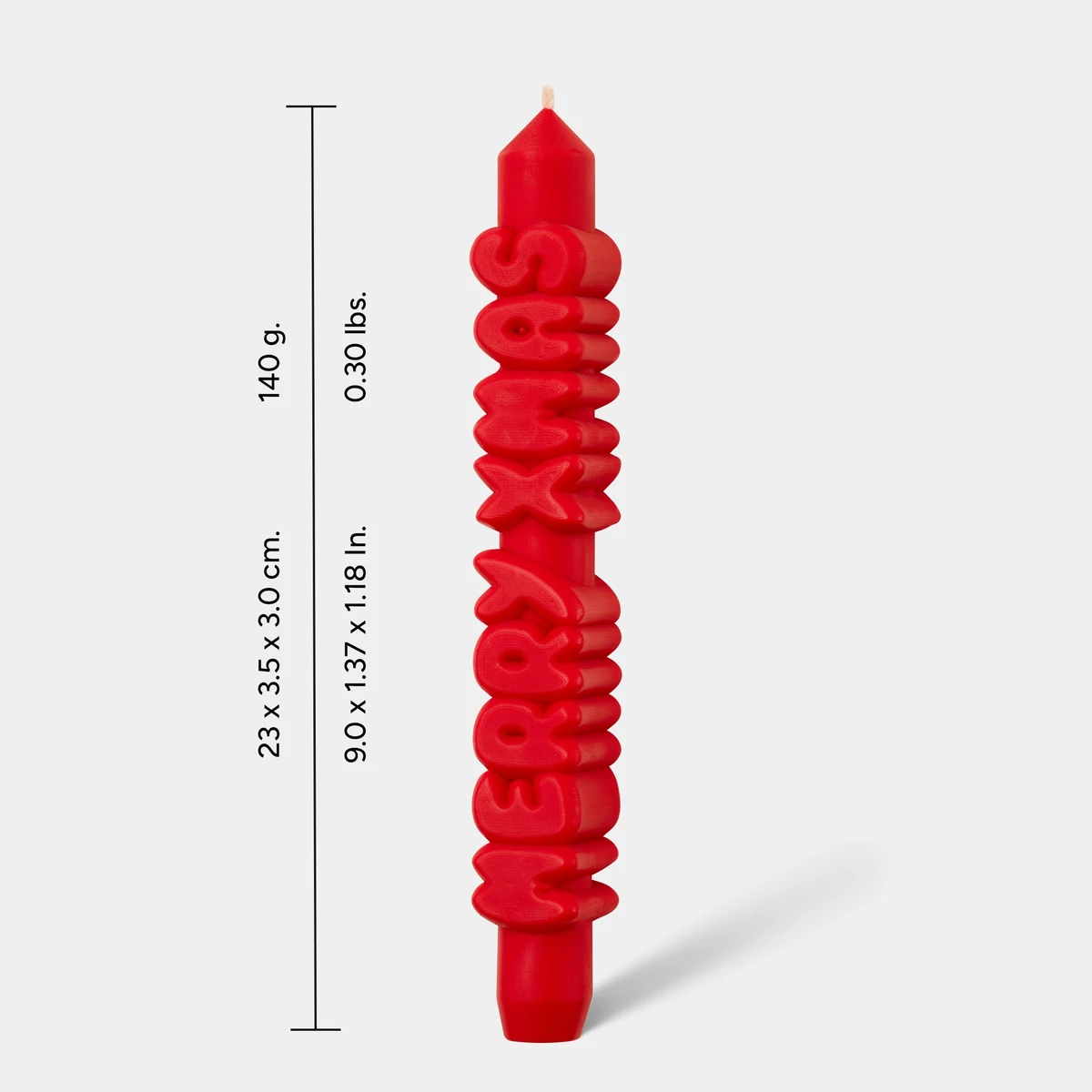 Taper Candle Merry Xmas Red - 3