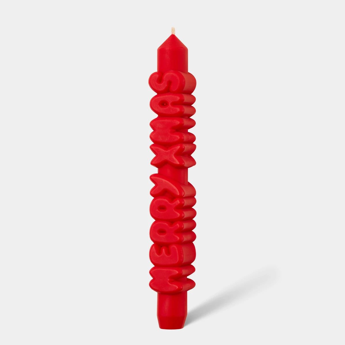 Taper Candle Merry Xmas Red