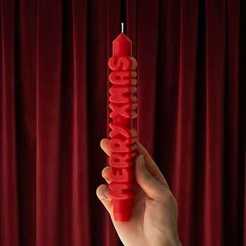 Taper Candle Merry Xmas Röd